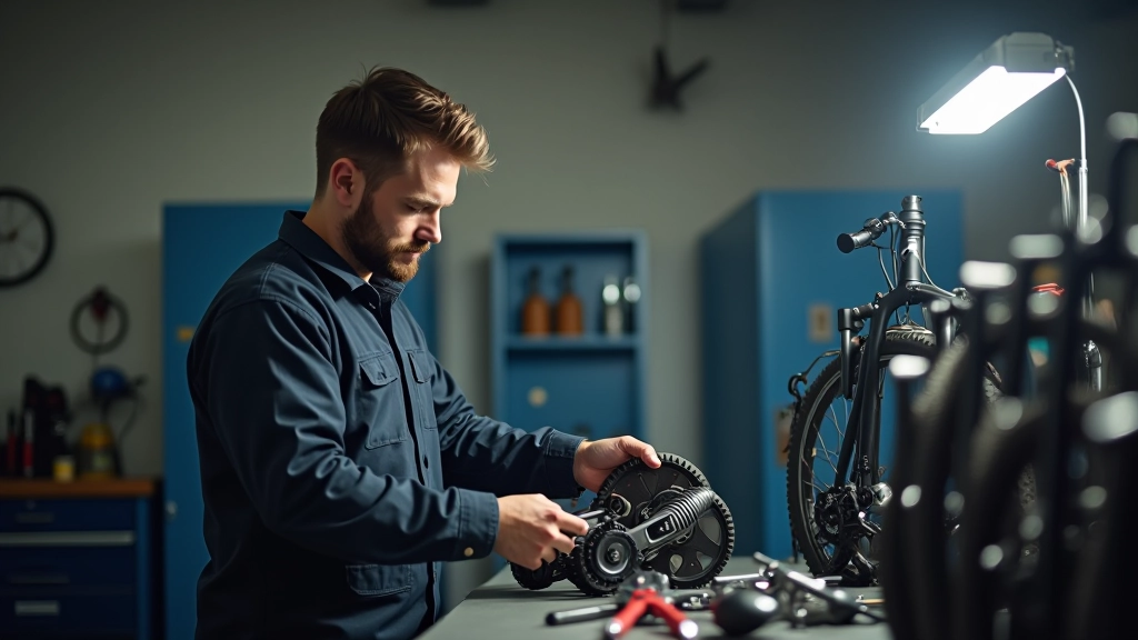Profesionalus dviračio mechanikas reguliariai peržiūri įrangą